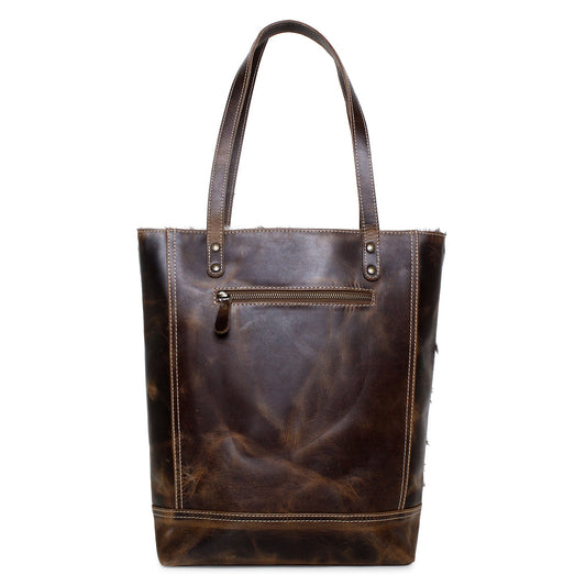 Ouzzo/WT Brown Leather & Hairon Tote Bag by Sixtease - Effortless Chic for Urban Explorations! - (SB-2053-C)