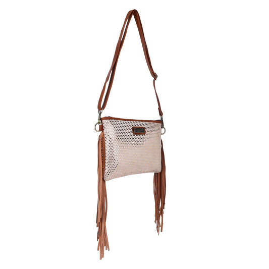 Sixtease's Rosy Radiance Small Crossbody Bag: Elegant Leather, Radiant Hairon Detail - Illuminate Your Look with Rosy Charm and Sophistication! - (SB-7067)