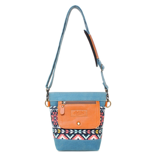 Sixtease Up-cycled Canvas Small and Crossbody Bag: Compact Convenience Meets Sustainable Style for On-the-Go Adventures! - (SB-4022)