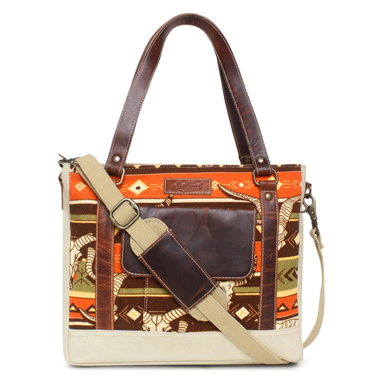Sixtease Up-cycled Canvas Functional Tote Bag: Sustainable Style, Urban Versatility, Perfect for Effortless Everyday Adventures! - (SB-4178)