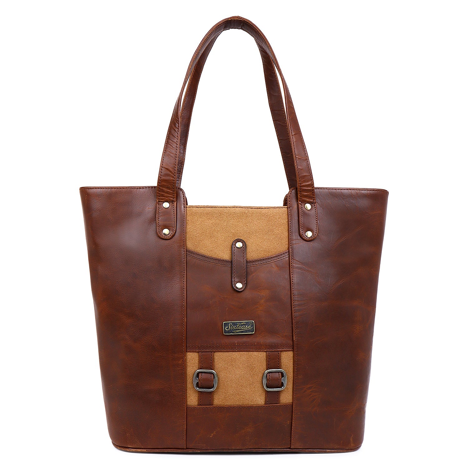 Sixtease's Distressed Delight Tote Bag: Vintage-Inspired Leather, Quirky  Hair Detail - Add Character to Your Style with Every Carry! (SB-7026)