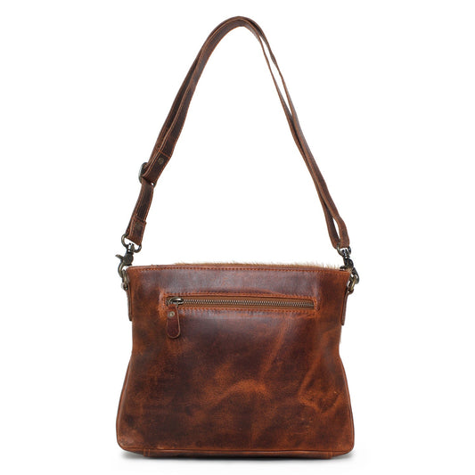 Raffle/Wax Toronto Leather & Hairon Shoulder Bag by Sixtease - Urban Charm: Effortless Style for City Explorers! - (SB-2052-A)