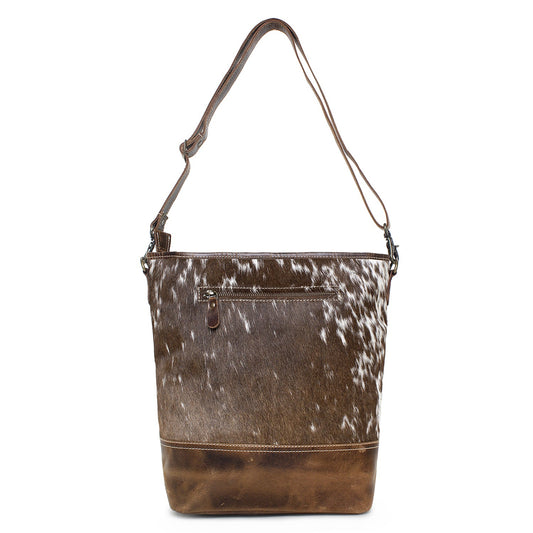 Ryan/WT Brown Leather & Hairon Shoulder Bag by Sixtease - Timeless Style: Classic Elegance for Urban Explorations! - (SB-2054-C)