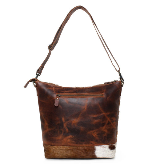 Goodwave/Wax Toronto Leather & Hairon Shoulder Bag by Sixtease - Urban Vibes: Ride the Wave of Style in the City! - (SB-2055-A)