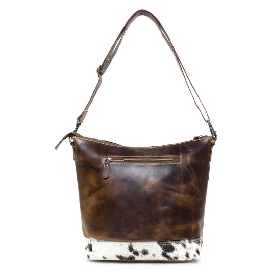 Goodwave/WT Brown Leather & Hairon Shoulder Bag by Sixtease - Classic Charm: Timeless Elegance for Urban Explorers! - (SB-2055-C)