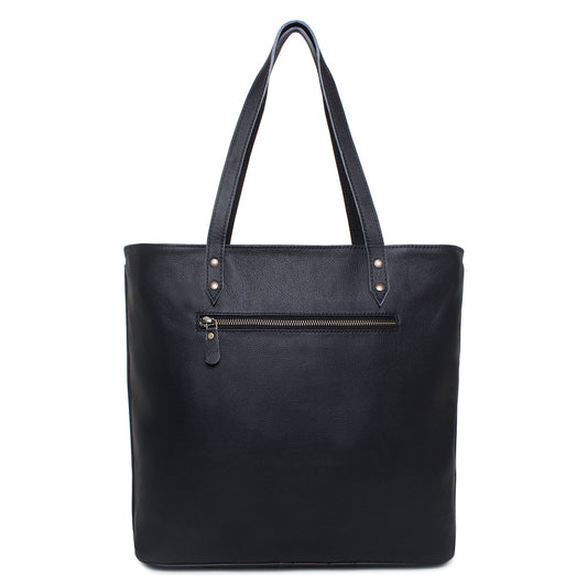 Sixtease Leffis/Black Leather and Hair-On Tote Bag: Experience Urban Luxury with Timeless Style and Unique Texture! - (SB-2057-B)