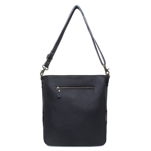 Serene Tone/Black Leather & Hairon Shoulder Bag by Sixtease - Urban Elegance: Effortlessly Stylish for City Adventures! - (SB-2059-B)