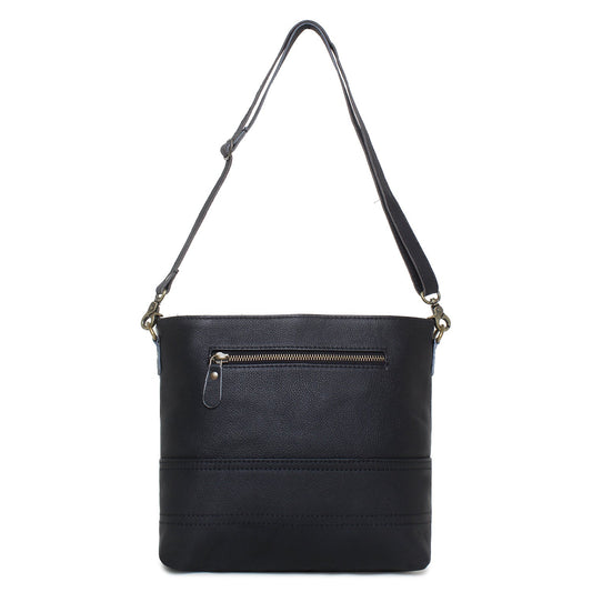 Mozzoline/Black Leather & Hairon Small Crossbody Bag by Sixtease - Effortless Style for Urban Adventures! - (SB-2061-B)