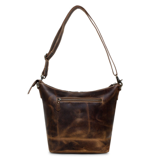 Ciao/WT Brown Leather & Hairon Shoulder Bag by Sixtease - Timeless Charm: Classic Elegance for Urban Explorers! - (SB-2063-C)