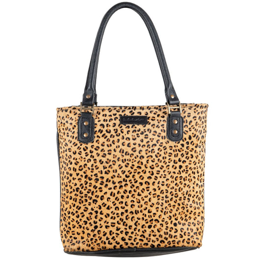 Leopard Leather & Hairon Tote Bag by Sixtease - Embrace Adventure with Effortless Style! - (SB-2510)