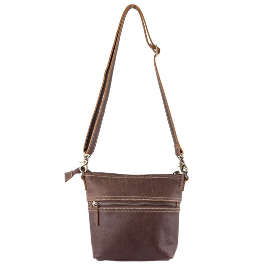 Gold Leather & Hairon Small Crossbody Bag by Sixtease - Effortless Elegance for Every Occasion! - (SB-2515)