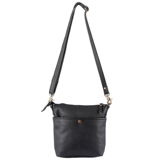 Black Leather & Hairon Small Crossbody Bag by Sixtease - Effortless Style for Everyday Adventures! - (SB-2516)