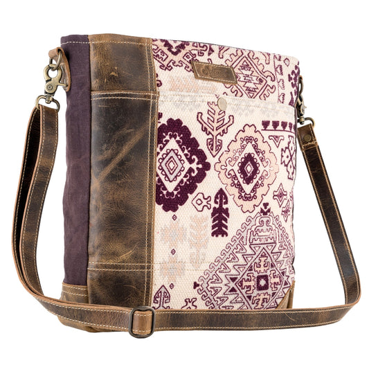 Sixtease Amethyst Up-cycled Canvas Shoulder Bag: Radiate Elegance with Sustainable Flair, Where Style Meets Conscious Craftsmanship!- (SB-3012)