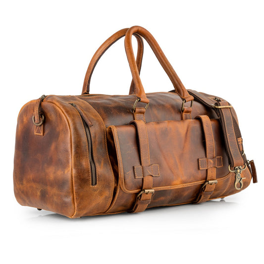 Musafir Leather Duffle Bag by Sixtease: Your Stylish Sidekick for Travel, Crafted for Durability and Adventure-Ready Convenience! - (SB-3301)