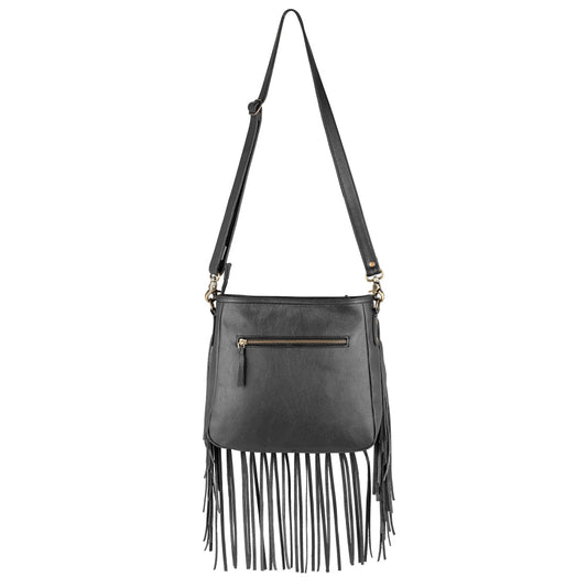 Black/Silver Leather & Hairon Shoulder Bag by Sixtease - Sleek Statement: Effortless Elegance with a Touch of Glamour! - (SB-3410)