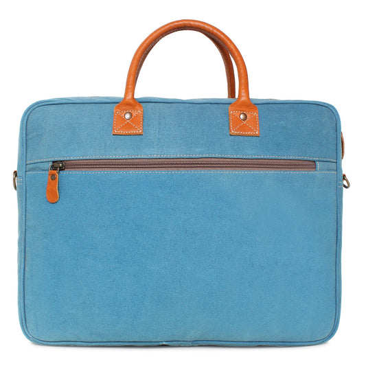 Sixtease Up-cycled Canvas Laptop Bag: Eco-Friendly Tech Carrier for Stylish Professionals On the Move! - (SB-4030)