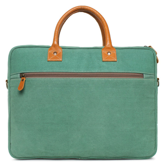 Sixtease Up-cycled Canvas Laptop Bag: Eco-Friendly Tech Carrier for Stylish Professionals On the Move!- (SB-4106)