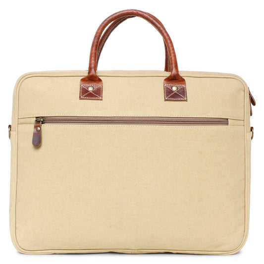 Sixtease Up-cycled Canvas Laptop Bag: Eco-Friendly Tech Carrier for Stylish Professionals On the Move! - (SB-4125)