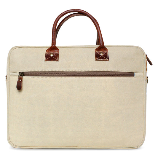 Sixtease Up-cycled Canvas Laptop Bag: Eco-Friendly Tech Carrier for Stylish Professionals On the Move! - (SB-4182)