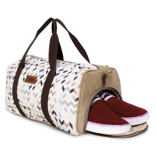 Sixtease Up-cycled Canvas Duffle Bag: Travel in Sustainable Style, Where Adventure Meets Eco-Friendly Elegance! - (SB-4301)