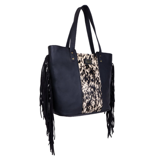 Sixtease's The Monochrome Mao Tote Bag: Sleek Leather, Unique Hair Detail - Make a Statement with Bold, Contemporary Style! (SB-7021)