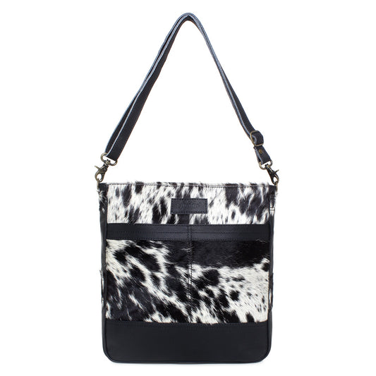 Serene Tone/Black Leather & Hairon Shoulder Bag by Sixtease - Urban Elegance: Effortlessly Stylish for City Adventures! - (SB-2059-B)