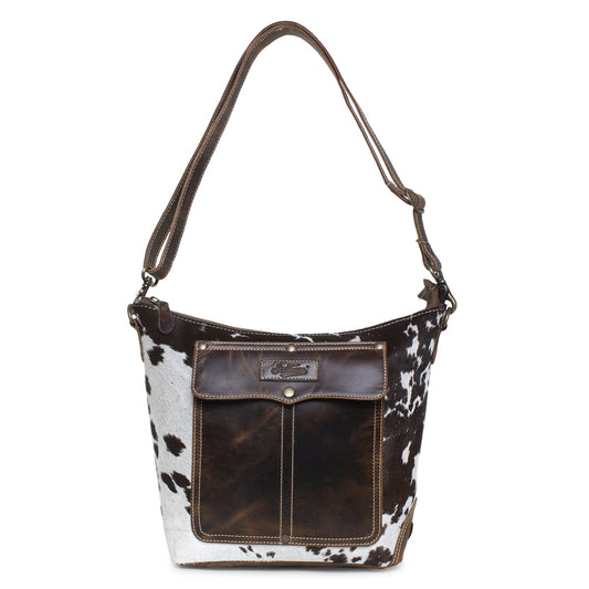 Ciao/WT Brown Leather & Hairon Shoulder Bag by Sixtease - Timeless Charm: Classic Elegance for Urban Explorers! - (SB-2063-C)