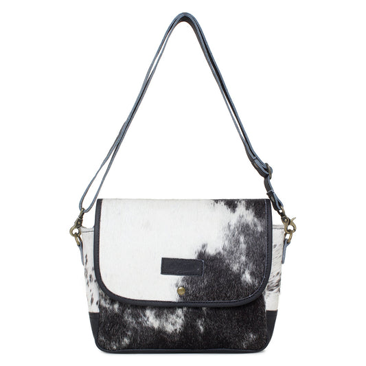 Pozitive/Black Leather & Hairon Small Crossbody Bag by Sixtease - Urban Adventure in Style! - (SB-2065-B)