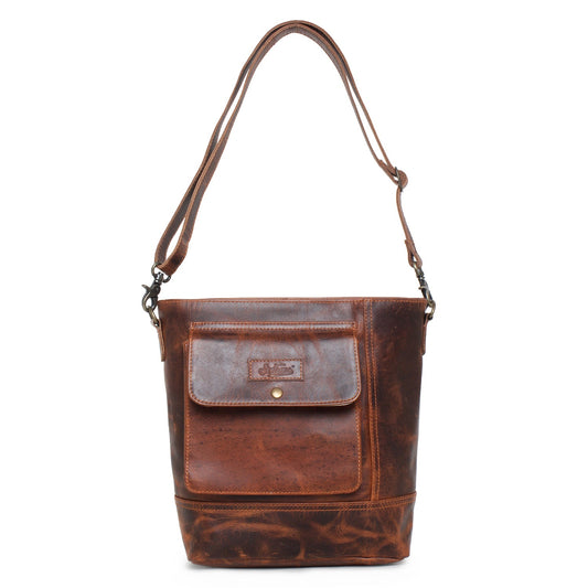 Sixtease Bliss/Wax Toronto Leather & Hairon Shoulder Bag: Urban Sophistication Meets Natural Elegance for Effortless City Style! - (SB-2068-A)