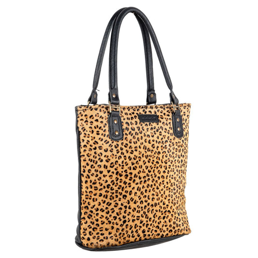 Leopard Leather & Hairon Tote Bag by Sixtease - Embrace Adventure with Effortless Style! - (SB-2510)