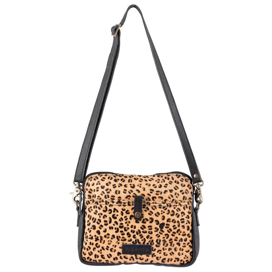 Leopard Leather & Hairon Small Crossbody Bag by Sixtease - Embrace Adventure with Effortless Style!- (SB-2511)