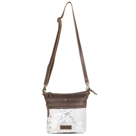 Silver Leather & Hairon Small Crossbody Bag by Sixtease - Effortless Elegance for Every Occasion! - (SB-2514)