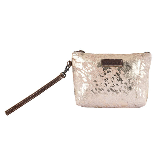 Gold Wristlet Leather & Hairon Wristlet by Sixtease - Radiate Elegance with Every Gesture! - (SB-2519)