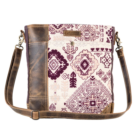 Sixtease Amethyst Up-cycled Canvas Shoulder Bag: Radiate Elegance with Sustainable Flair, Where Style Meets Conscious Craftsmanship!- (SB-3012)