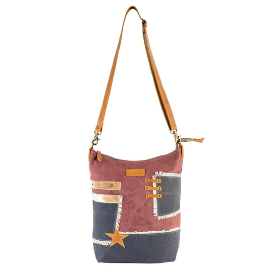 Sixtease Sunglow Up-cycled Canvas Shoulder Bag: Illuminate Your Look with Sustainable Radiance, Where Style Meets Eco-Conscious Adventure!- (SB-3127)