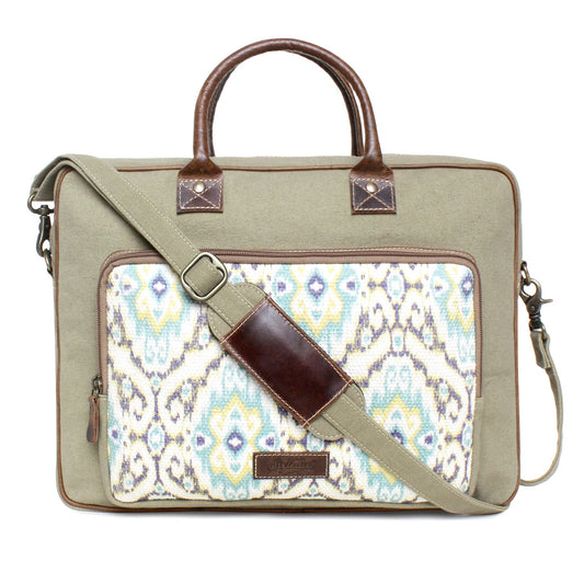 Sixtease Up-cycled Canvas Laptop Bag: Eco-Friendly Tech Carrier for Stylish Professionals On the Move!- (SB-4011)