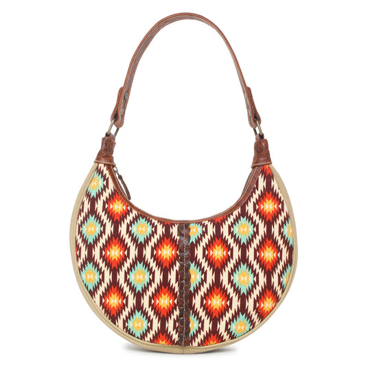 Sixtease Up-cycled Canvas Hobo Bag: Eco-Chic Carryall for Fashion-Forward Individuals Embracing Sustainable Style! - (SB-4126)