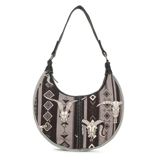 Sixtease Up-cycled Canvas Hobo Bag: Eco-Chic Carryall for Fashion-Forward Individuals Embracing Sustainable Style! - (SB-4145)