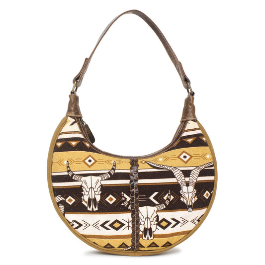 Sixtease Up-cycled Canvas Hobo Bag: Eco-Chic Carryall for Fashion-Forward Individuals Embracing Sustainable Style! - (SB-4164)