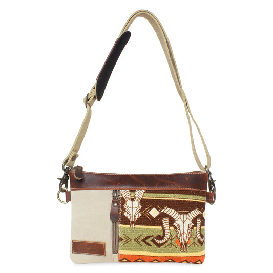 Sixtease Up-cycled Canvas Small and Crossbody Bag: Compact Convenience Meets Sustainable Style for On-the-Go Adventures!- (SB-4172)