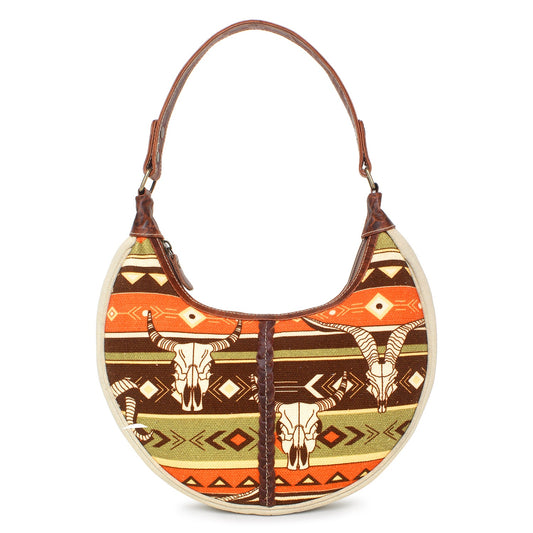 Sixtease Up-cycled Canvas Hobo Bag: Eco-Chic Carryall for Fashion-Forward Individuals Embracing Sustainable Style! - (SB-4183)