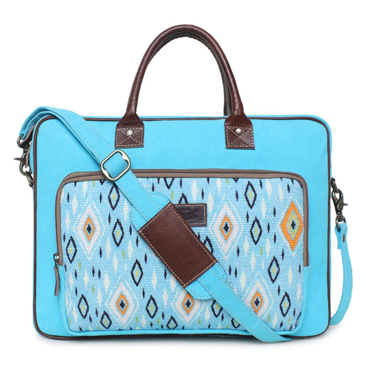 Sixtease Up-cycled Canvas Laptop Bag: Eco-Friendly Tech Carrier for Stylish Professionals On the Move!- (SB-4201)