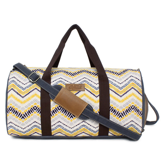 Sixtease Up-cycled Canvas Duffle Bag: Travel in Sustainable Style, Where Adventure Meets Eco-Friendly Elegance! - (SB-4263)