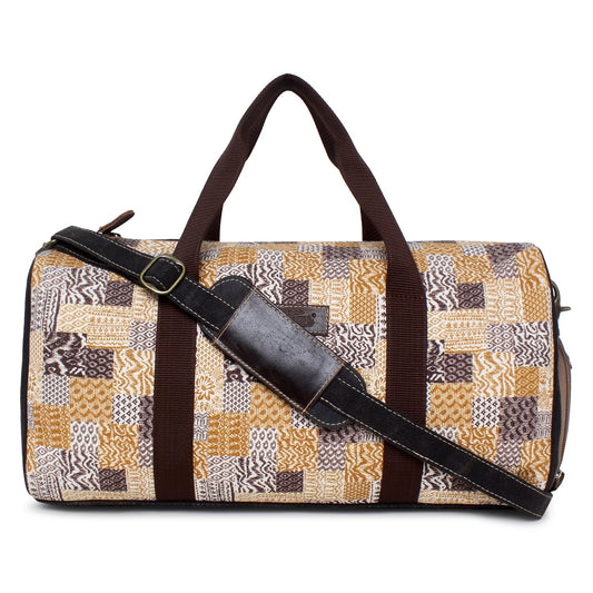 Sixtease Up-cycled Canvas Duffle Bag: Travel in Sustainable Style, Where Adventure Meets Eco-Friendly Elegance! - (SB-4282)