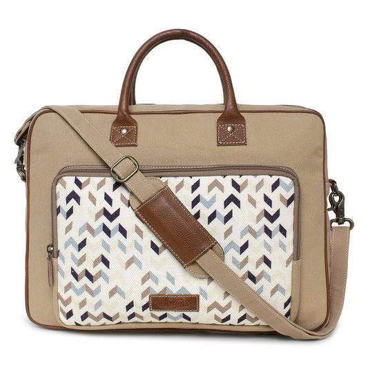 Sixtease Up-cycled Canvas Laptop Bag: Eco-Friendly Tech Carrier for Stylish Professionals On the Move!- (SB-4296)