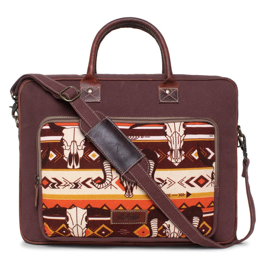 Sixtease Up-cycled Canvas Laptop Bag: Eco-Friendly Tech Carrier for Stylish Professionals On the Move!- (SB-4315)