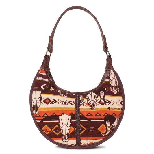 Sixtease Up-cycled Canvas Hobo Bag: Eco-Chic Carryall for Fashion-Forward Individuals Embracing Sustainable Style!- (SB-4316)