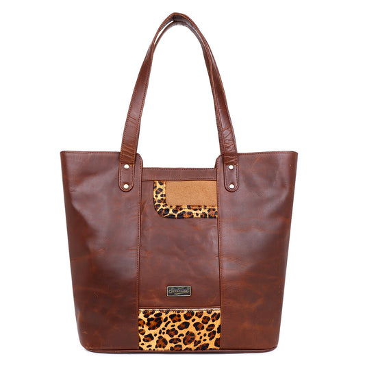 Sixtease's The Spot-on Style Tote Bag: Chic Leather, Playful Hair Detail - Nail Every Look with Effortless Elegance! (SB-7020)