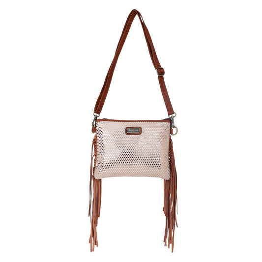 Sixtease's Rosy Radiance Small Crossbody Bag: Elegant Leather, Radiant Hairon Detail - Illuminate Your Look with Rosy Charm and Sophistication!  - (SB-7067)