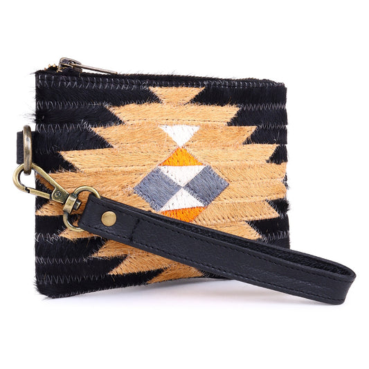 Sixtease's Rustic Treasures Wristlet: Vintage Leather, Rustic Hairon Design - Carry a Touch of Rustic Charm in Every Treasure! - (SB-7123)